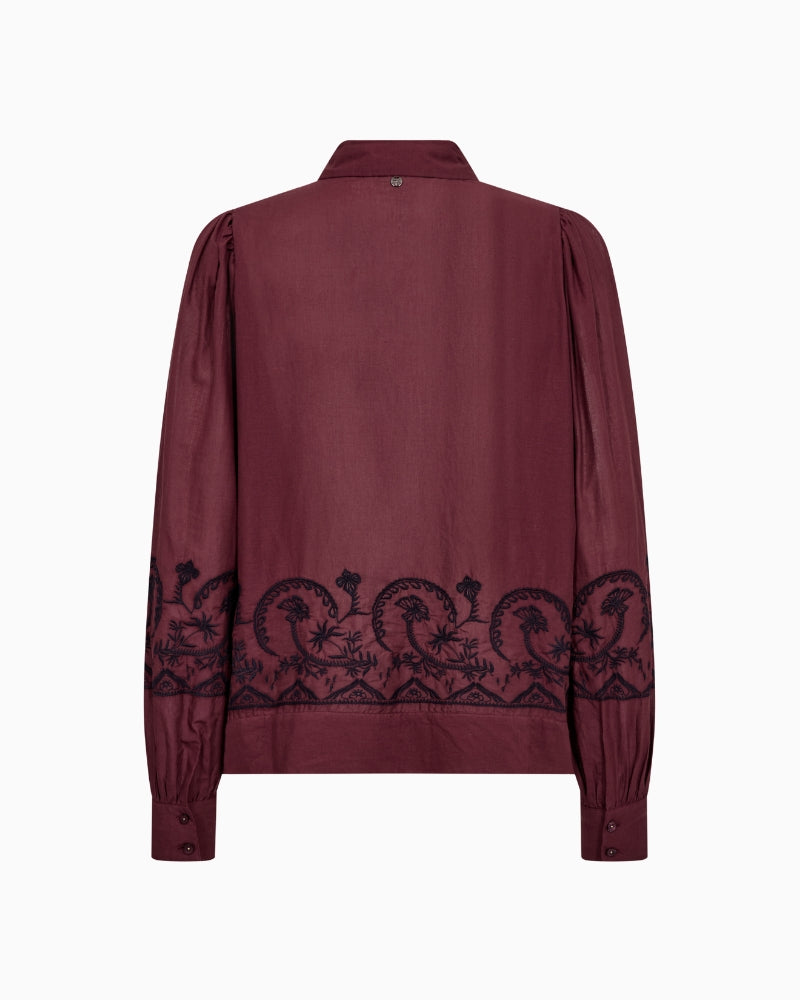 Mos Mosh Silca Lino Shirt in Port back view