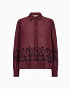 Mos Mosh Silca Lino Shirt in Port front view
