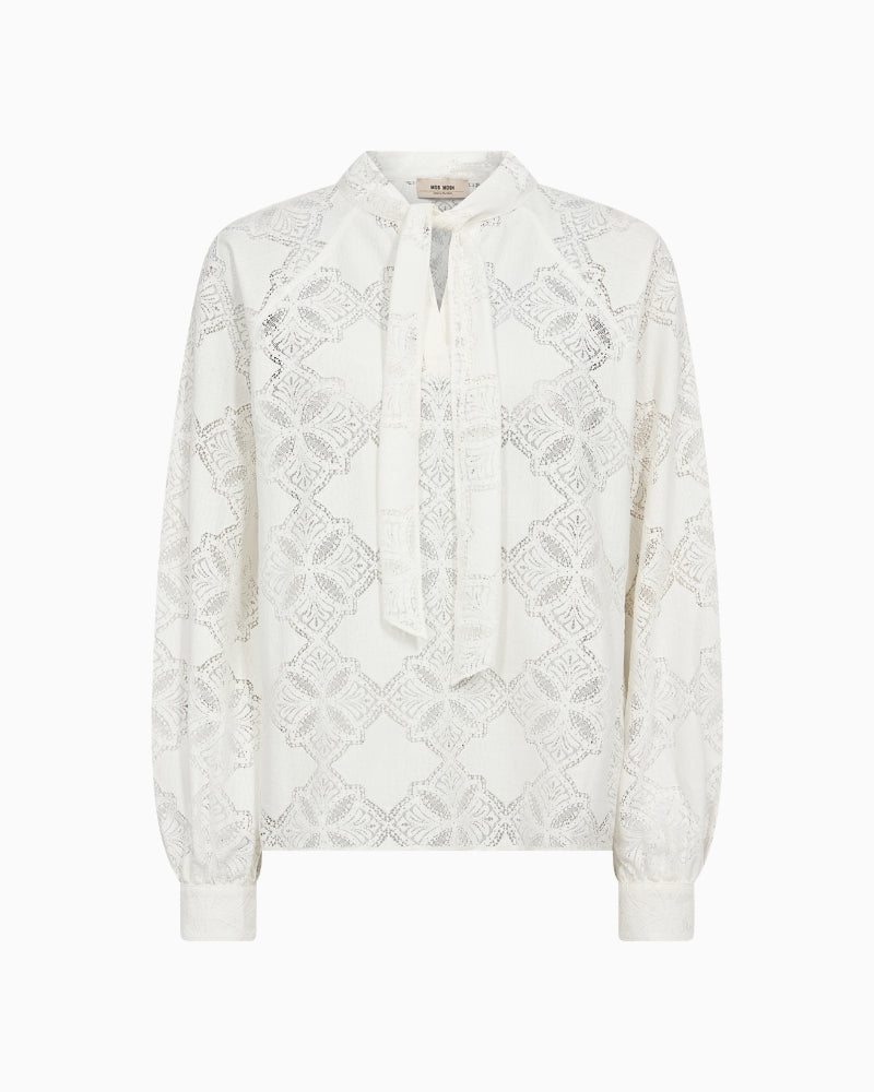 Mos Mosh Tamlyn Lace Blouse in Ecru front view