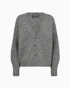 Front view of Mos Mosh Thora Cardigan in soft alpaca blend with button closure