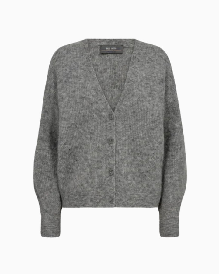 Front view of Mos Mosh Thora Cardigan in soft alpaca blend with button closure