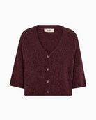 Mos Mosh Thora Lizet Knit Cardigan in Port front view