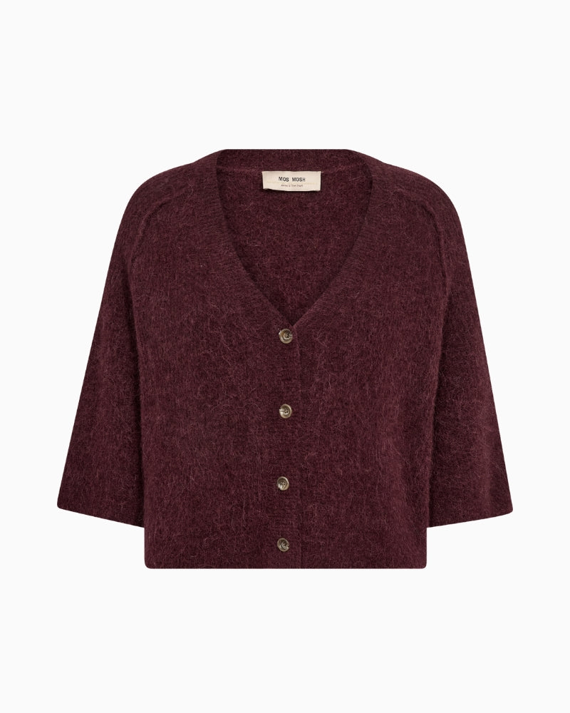 Mos Mosh Thora Lizet Knit Cardigan in Port front view