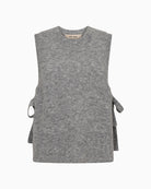 Mos Mosh Thora Tie Knit Vest in Grey knit texture detail
