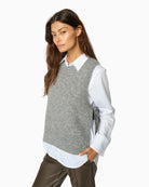 Mos Mosh Thora Tie Knit Vest in Grey side view