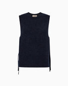Mos Mosh Thora Tie Knit Vest in Navy front view