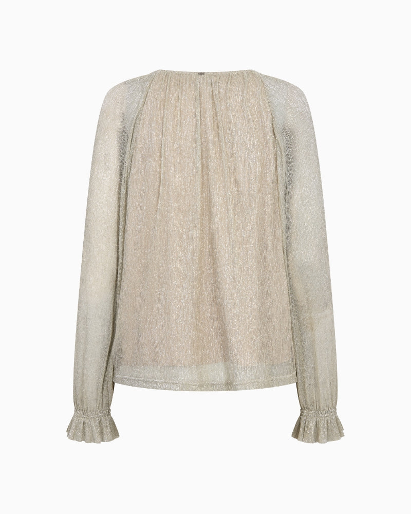 Mos Mosh Ximena Glam V-Neck Blouse in gold back view