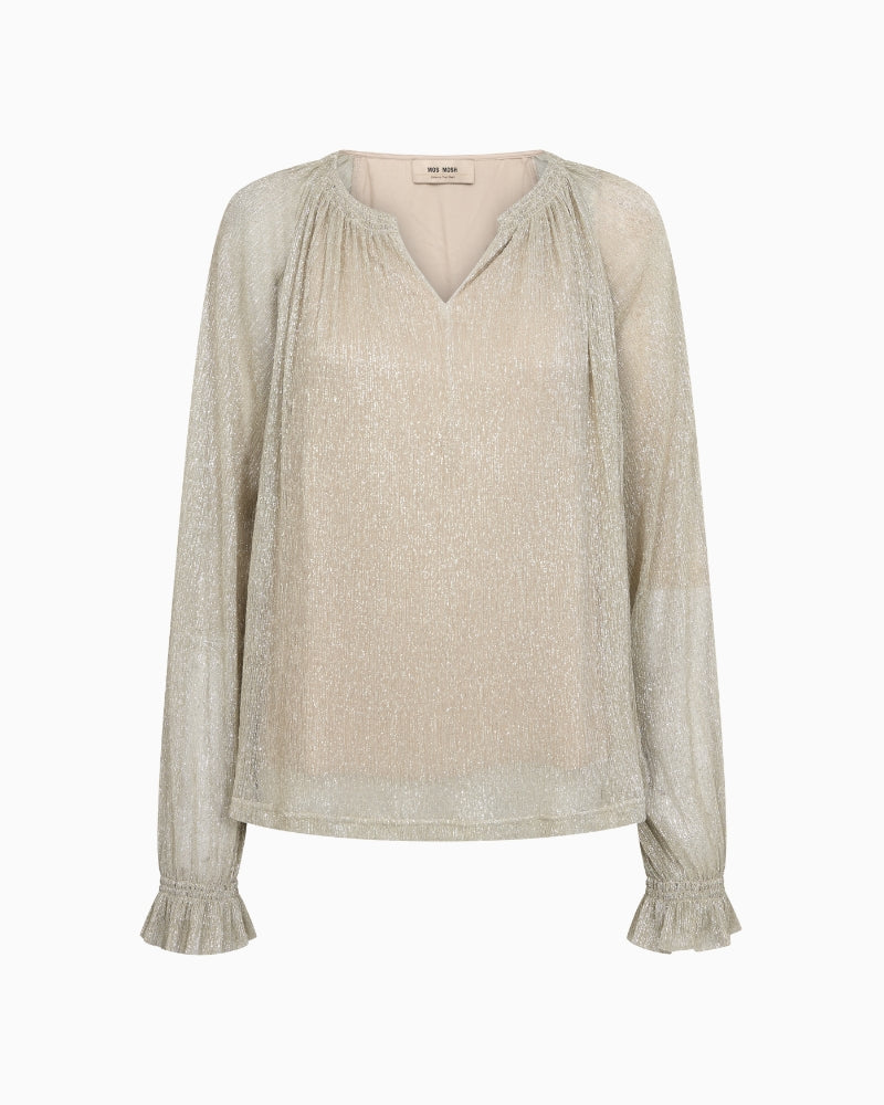 Mos Mosh Ximena Glam V-Neck Blouse in gold front view