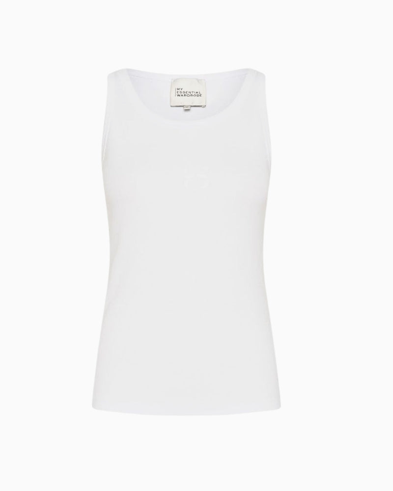 My Essential Wardrobe MandyMW Logo Top in white with tight fit and hip-length design