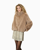 Front view of Alexa faux fur jacket by My Essential Wardrobe