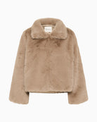 Front view of Alexa faux fur jacket by My Essential Wardrobe