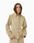 My Essential Wardrobe Azul denim shirt jacket front view – Áines Boutique