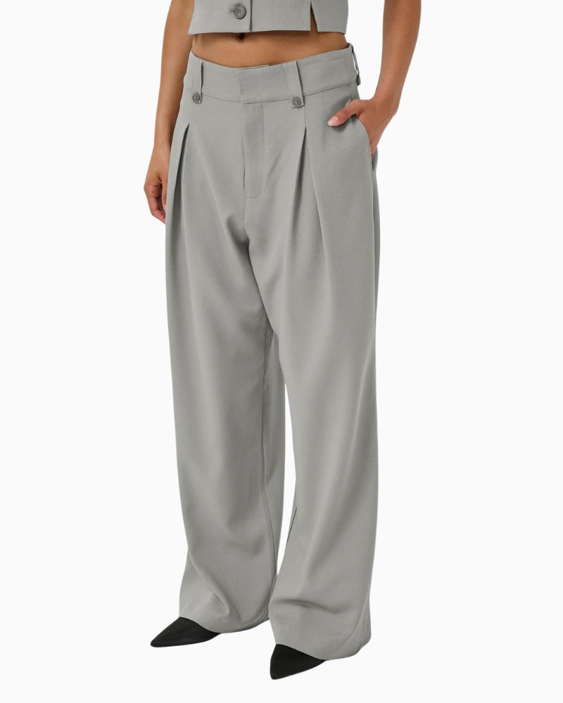 Front view of Disa high-waisted wide-leg trousers in Moon Mist