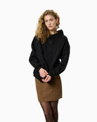 My Essential Wardrobe Enzo logo hoodie front view on woman – Áines Boutique