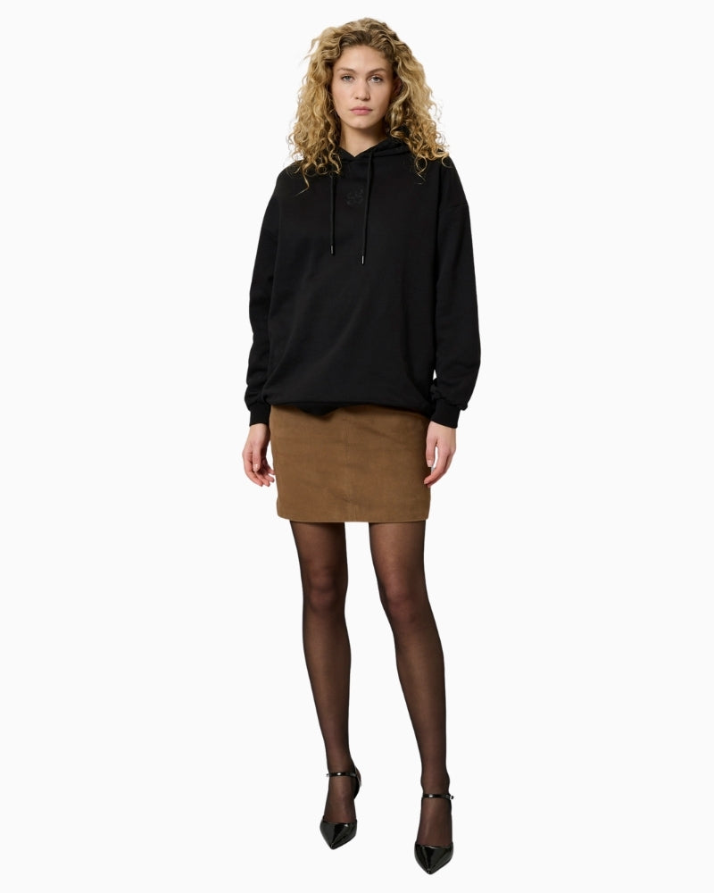 My Essential Wardrobe Enzo logo hoodie front view on woman – Áines Boutique