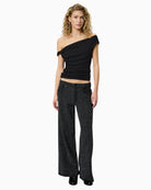 Black one-shoulder top with asymmetric neckline and slim fit by My Essential Wardrobe
