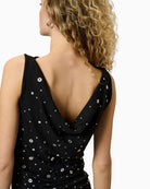 Close-up of stretch viscose fabric in black