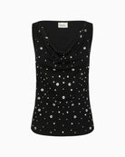 Front view of Giggo black waterfall top by My Essential Wardrobe