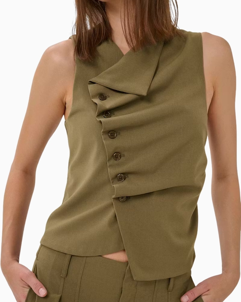 My Essential Wardrobe Hace top asymmetric button detail – Áines Boutique