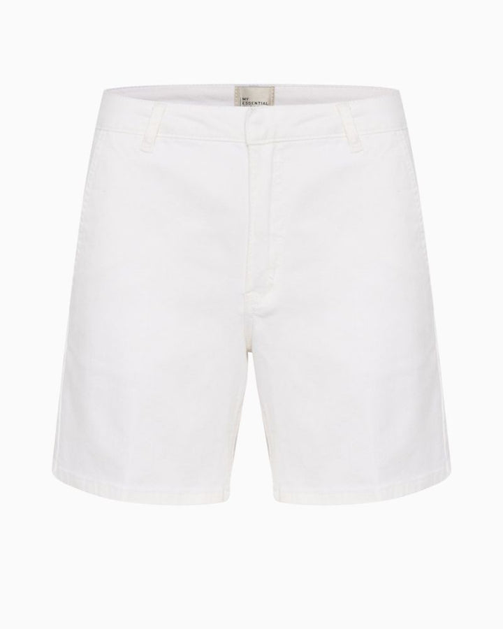Front view of LaraMW shorts showing soft denim texture and regular waist