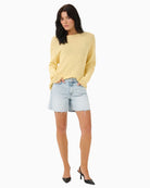 Front view of loose fit summer shorts with short length and clean finish