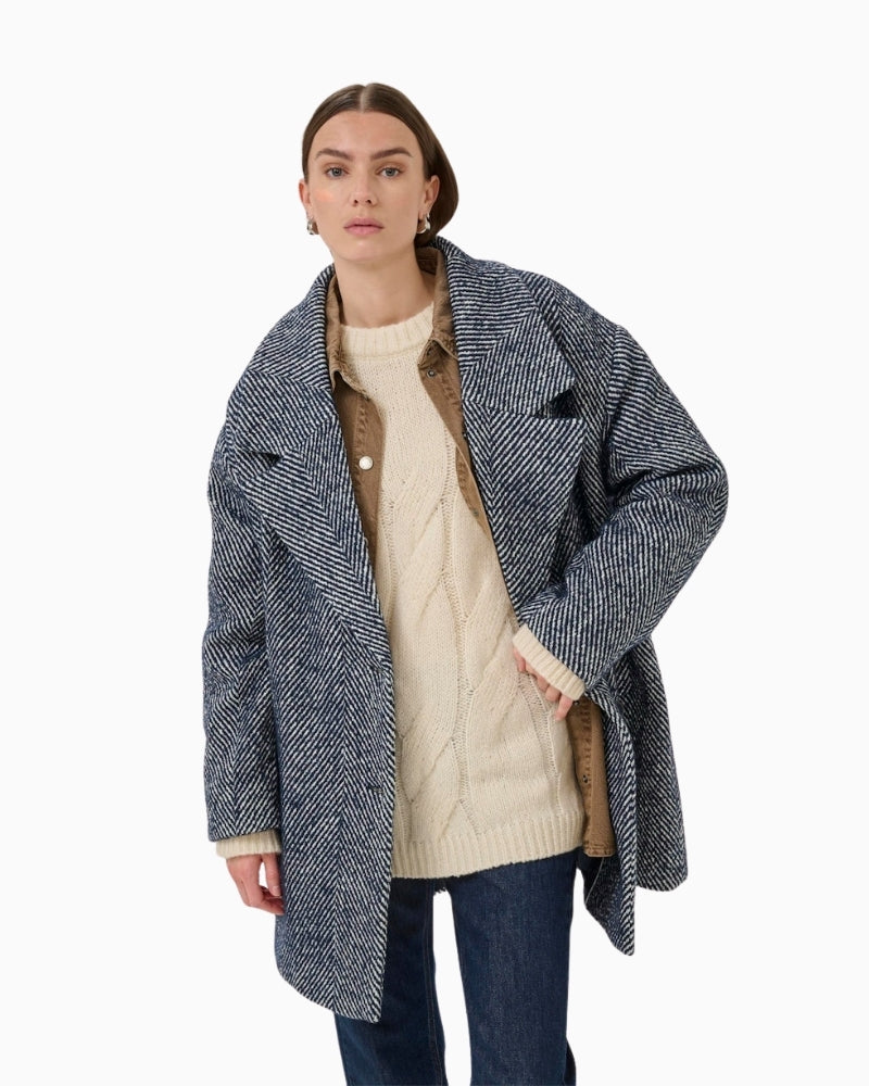My Essential Wardrobe Maggie coat in wool blend with double-breasted front
