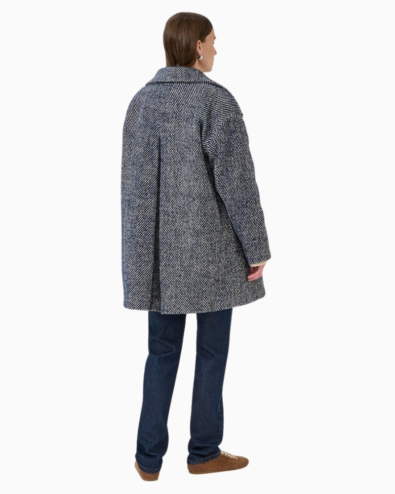 Back view of My Essential Wardrobe knee-length wool blend coat