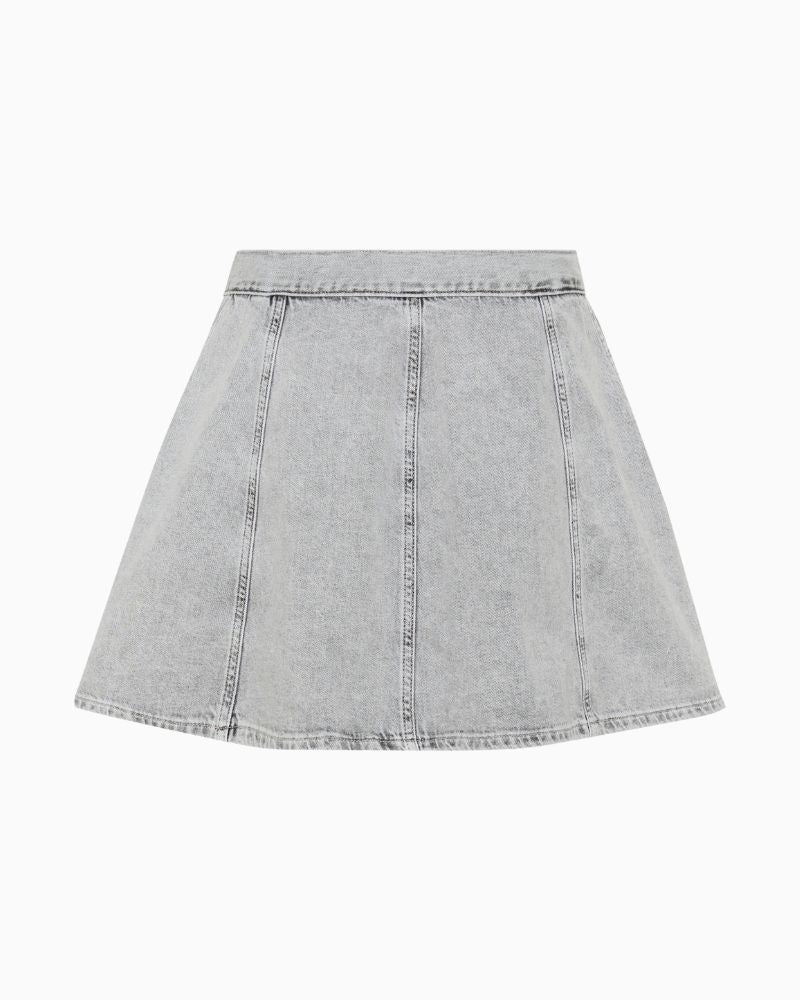Back view of MalouMW skirt showing fitted waistband and cotton texture
