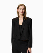 Front view of Reece short blazer in black by My Essential Wardrobe