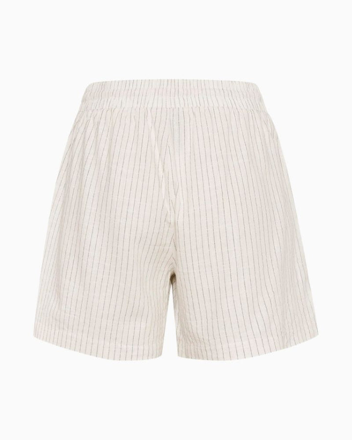 Back of Mid-thigh length linen blend shorts with relaxed fit and summer-ready style