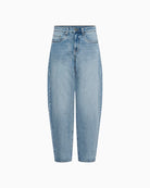 My Essential Wardrobe Baloo Barrel Jeans in Light Denim barrel leg detail
