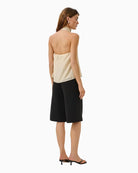 My Essential Wardrobe Hally Blouse in oatmeal back view on model