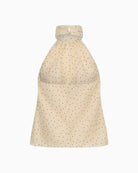 My Essential Wardrobe Hally Blouse in oatmeal flat lay back view