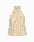 My Essential Wardrobe Hally Blouse in oatmeal flat lay front view