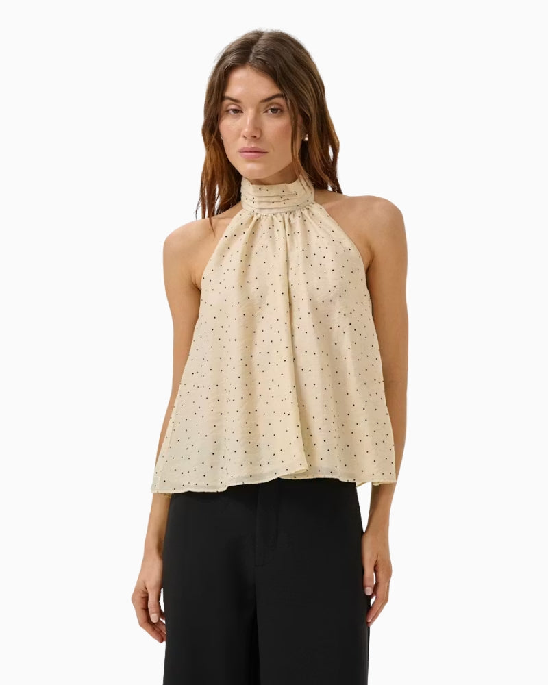 My Essential Wardrobe Hally Blouse in oatmeal front view