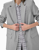 My Essential Wardrobe Hanna Blazer light grey melange close-up lapel detail