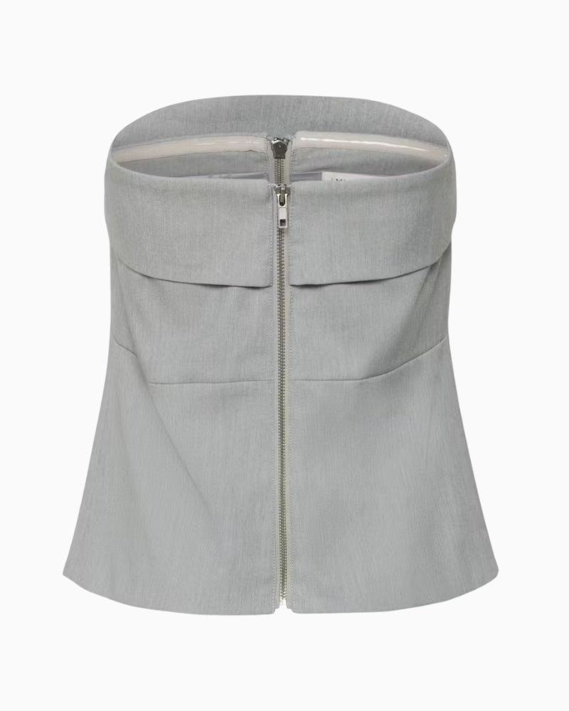 My Essential Wardrobe Hanna Corsage light grey back zipper detail