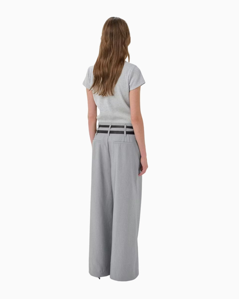 My Essential Wardrobe Hanna Luna High Wide Pant light grey back view