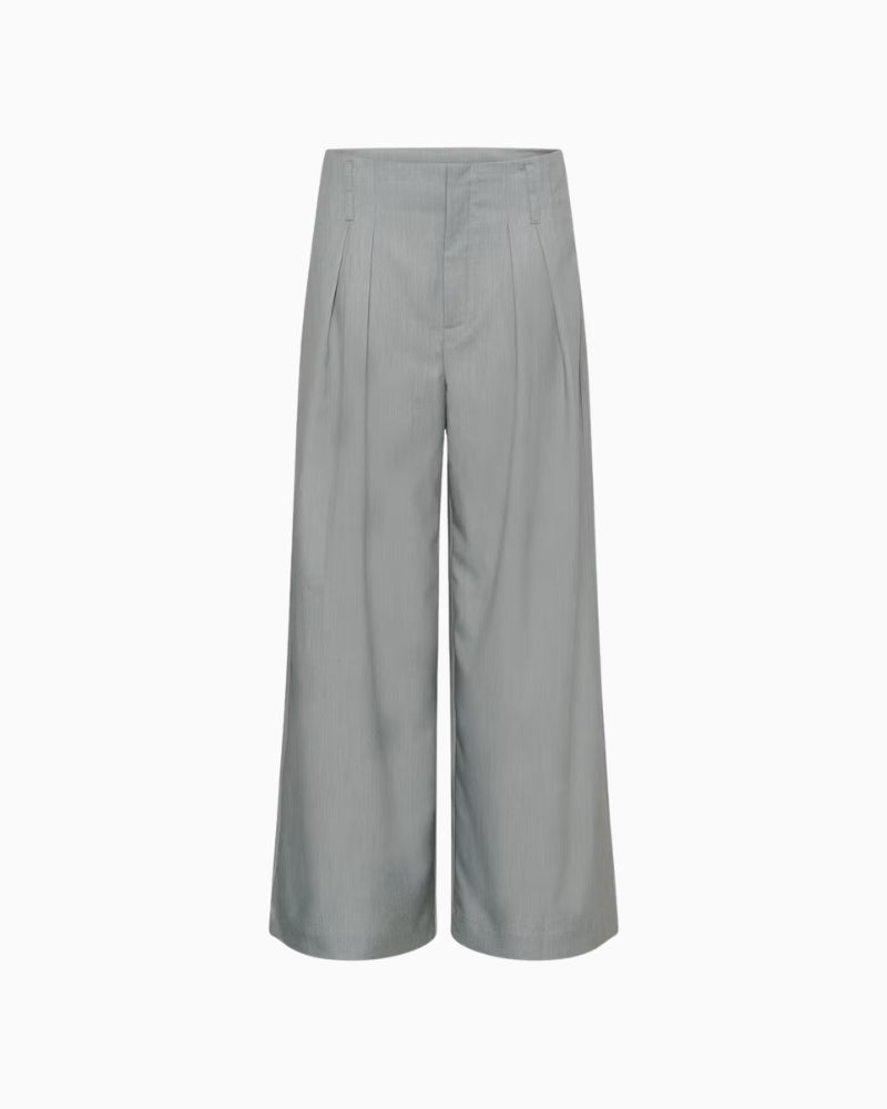 My Essential Wardrobe Hanna Luna High Wide Pant light grey fabric detail