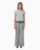 My Essential Wardrobe Hanna Luna High Wide Pant light grey front view
