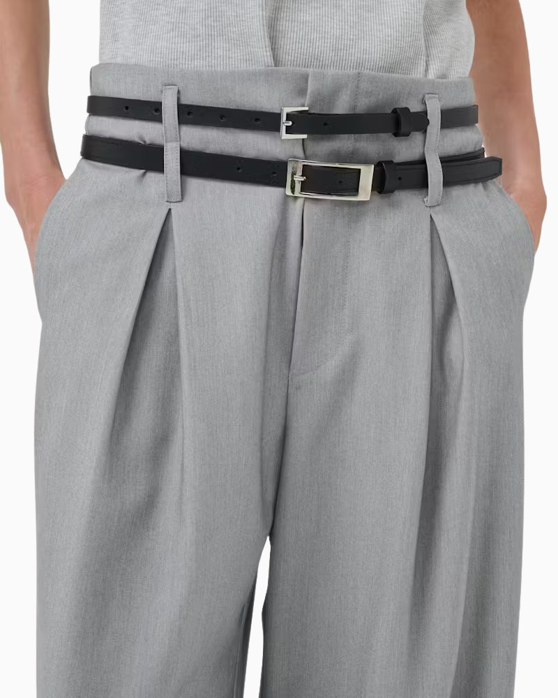 My Essential Wardrobe Hanna Luna High Wide Pant light grey pleat detail