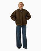 My Essential Wardrobe Helga MW Reversible Bomber Jacket in Bronze stand collar detail