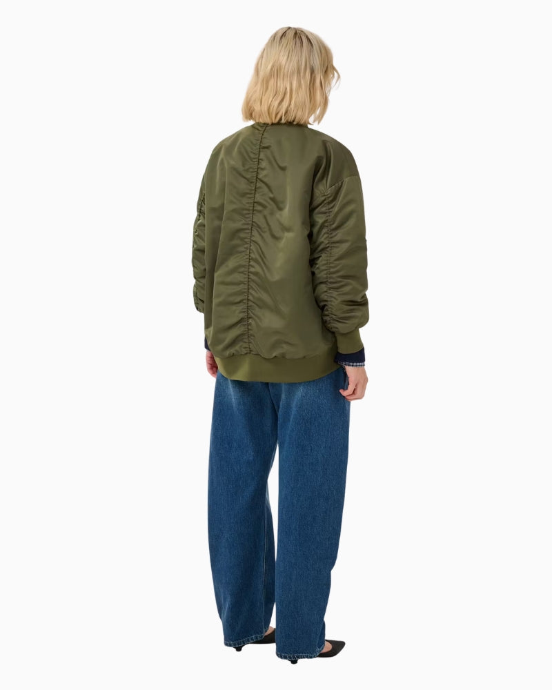 My Essential Wardrobe Helga MW Reversible Bomber Jacket in Olive back view