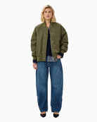 My Essential Wardrobe Helga MW Reversible Bomber Jacket in Olive styled view