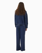 My Essential Wardrobe Hilma Wide Pants in Dark Denim back view