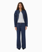My Essential Wardrobe Hilma Wide Pants in Dark Denim front view