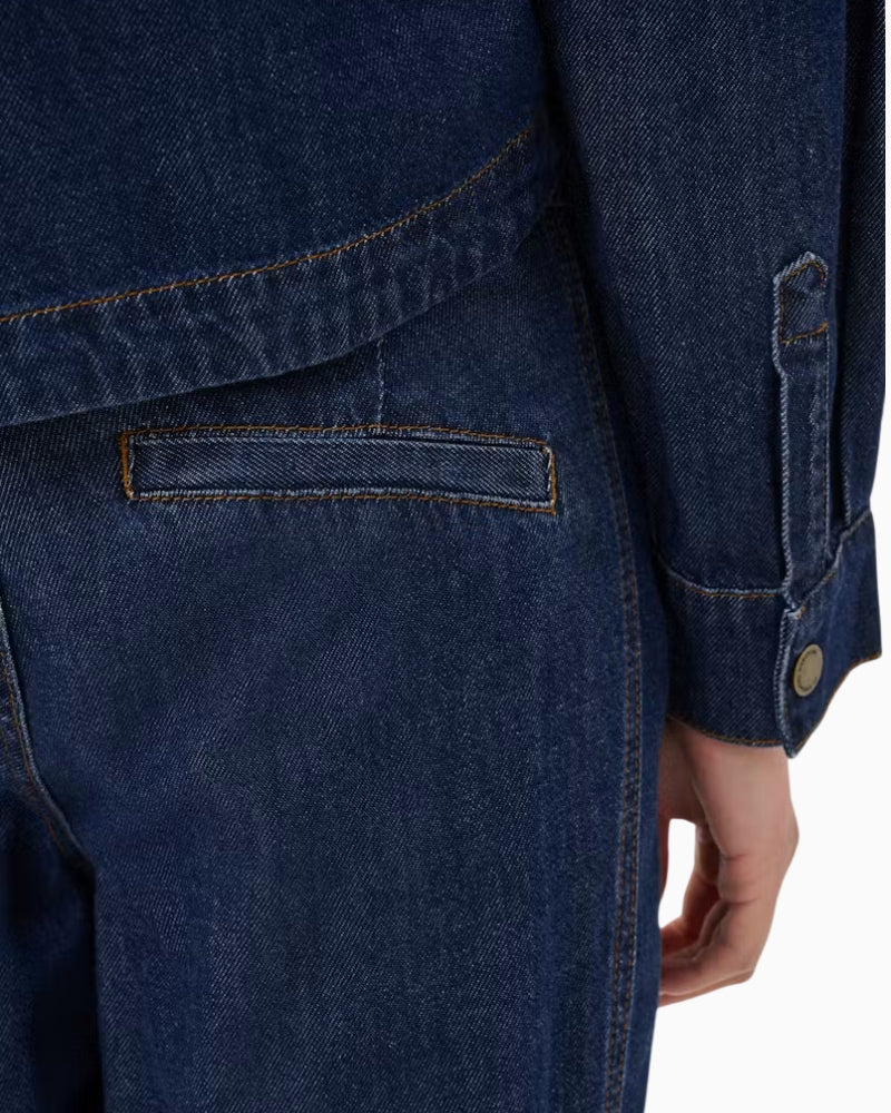 My Essential Wardrobe Hilma Wide Pants in Dark Denim pocket detail