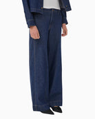 My Essential Wardrobe Hilma Wide Pants in Dark Denim side view