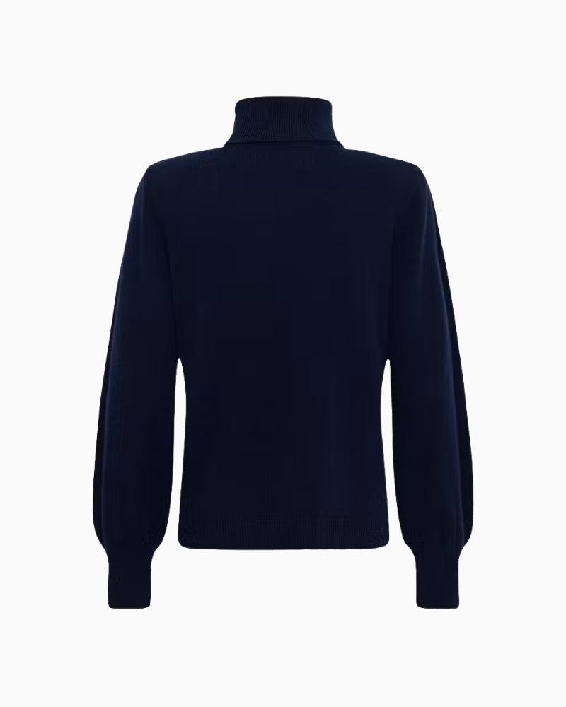 My Essential Wardrobe Jola Rollneck Pullover in Blue back detail