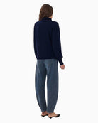 My Essential Wardrobe Jola Rollneck Pullover in Blue back view